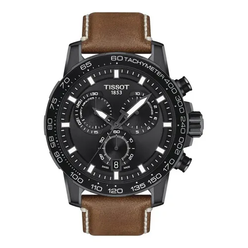 Reloj Hombre Tissot Super Sport Chrono Piel Beige Color Del Fondo Negro Color De La Correa Beige Color Del Bisel Pvd Negro