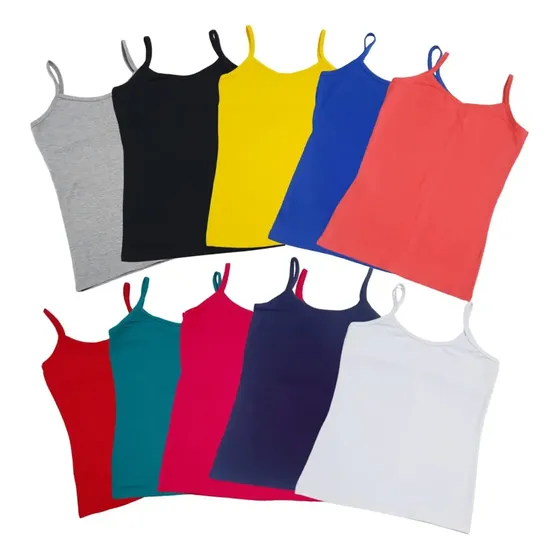 Kit 6 Peças Blusinha Feminina De Alcinha Verão Cores Sortida