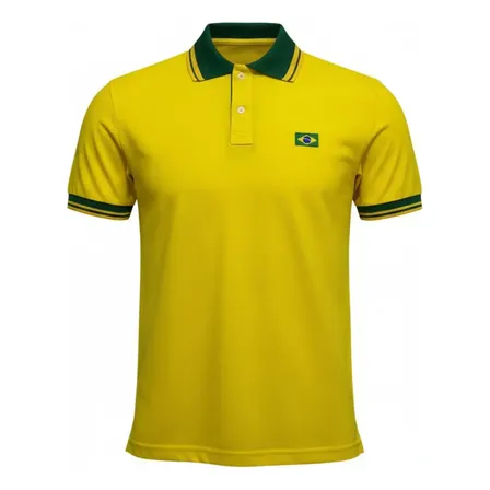 Camisa Brasil Polo Piquet Masculino Amarela Oficial