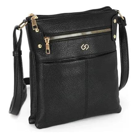 Bolsa Transversal Sintetica Alça Regulavel Gash Pu Bs72906 Preto Lisa Metal