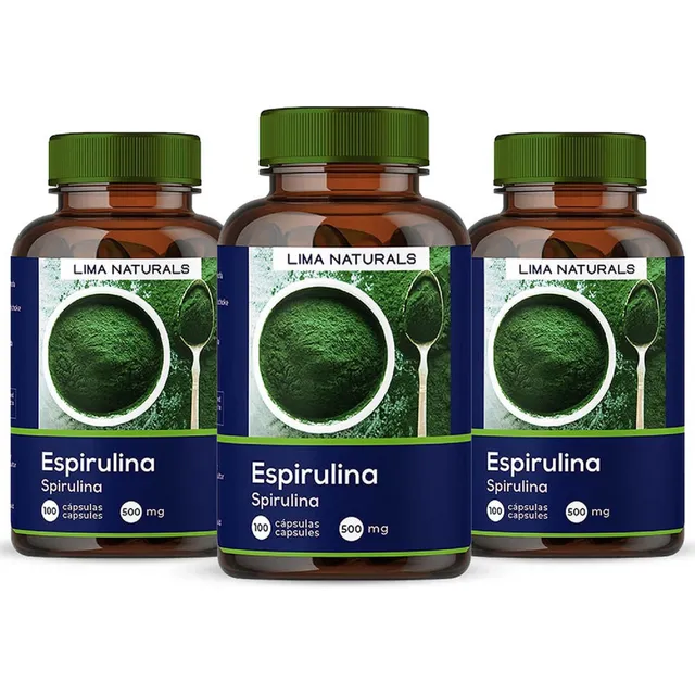 Pack De 03 Frascos De Espirulina Sabor Capsula