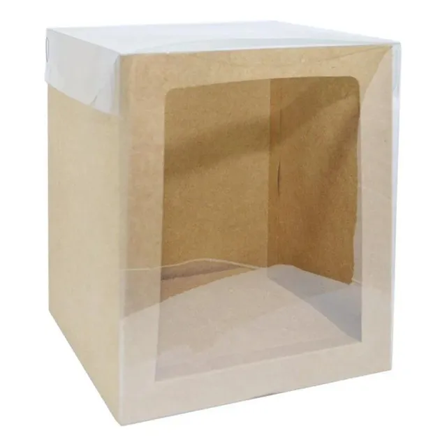 Caixa Panetone Tampa E Visor  - Kraft - 01 Un - Ideia