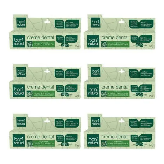 Kit 6 Unidades Creme Dental Vegano Sem Flúor