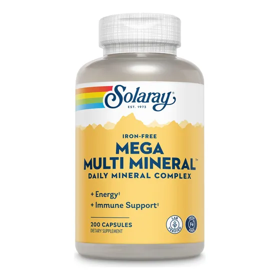 Suplemento Solaray Mega Multi Mineral Sin Hierro 200 Cápsula