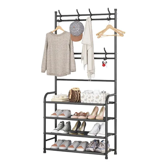 Perchero ropa Rack Multifuncional Zapatero Organizador percha Estantes IMBACK Color Negro