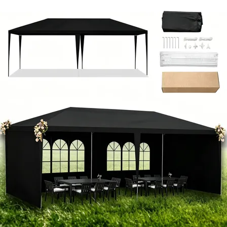 Tenda Gazebo Azul Polietileno 3x6 Metros Desmontável Camping LY