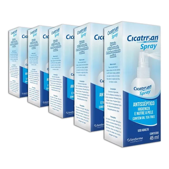 Kit 5x Saniderme Spray 45ml  Cicatrisan Antisséptico
