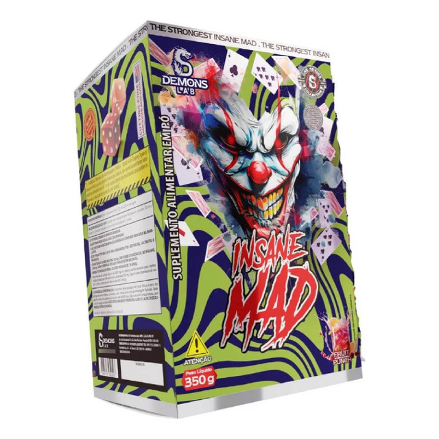 Pré-treino Lançamento Demons Lab Insane Mad Com Cafeína 350g Pré-treino Lançamento Demons Lab Insane Mad Com Cafeína 350g