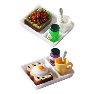 2x Simulación Desayuno Toast Jam Juego De Cocina Para 1/12 2x Simulación Desayuno Toast Jam Juego De Cocina Para 1/12