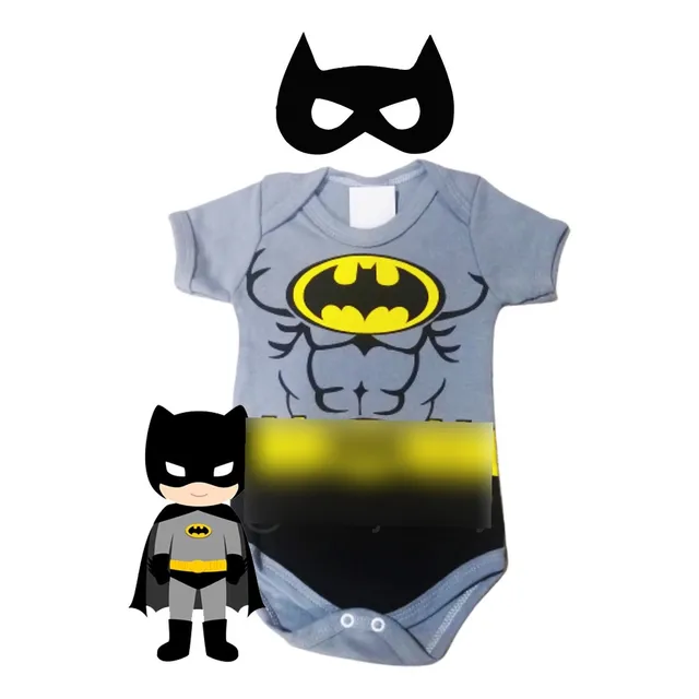 Body Bebê Mesversário Menino Super Herói + Máscara - Escolha