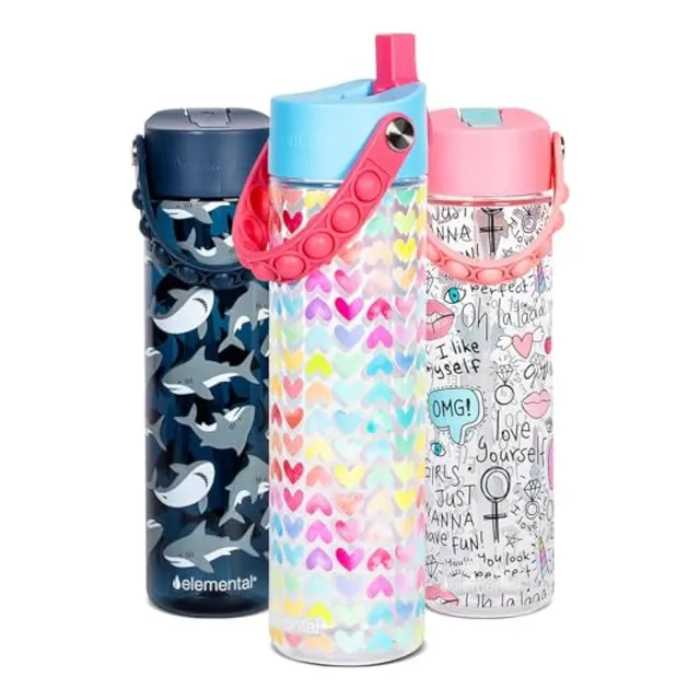 Elemental Splash Water Bottle With Straw -