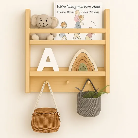 Prateleira Pinus Com Cabideiro Nicho Quarto Infantil 