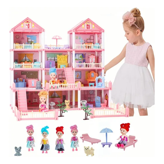 Casa De Muñecas De Princesa De Cuatro Pisos