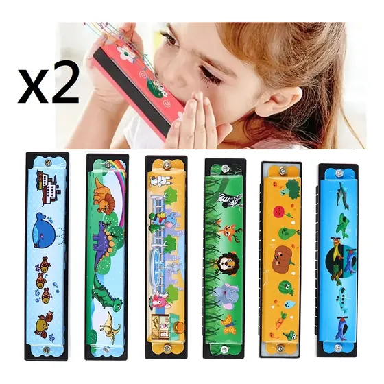 Armónica Instrumento Musical Niños Juguete Educativo Pack X2