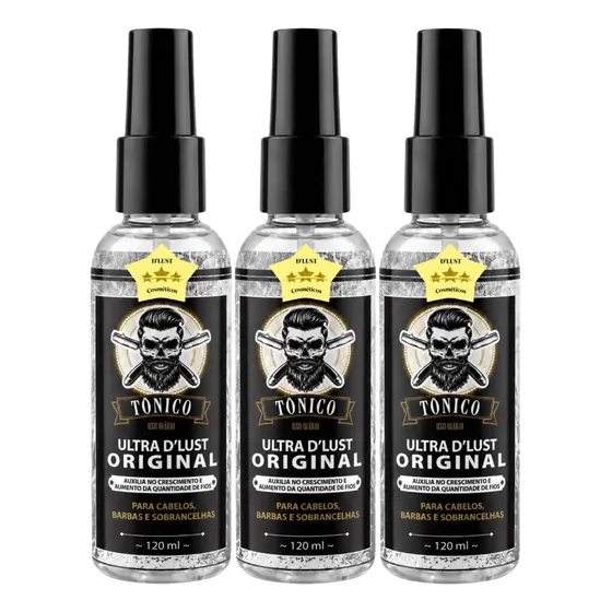 Kit 3 Tônico D'lust Barba Cabelo E Bigode Antiqueda