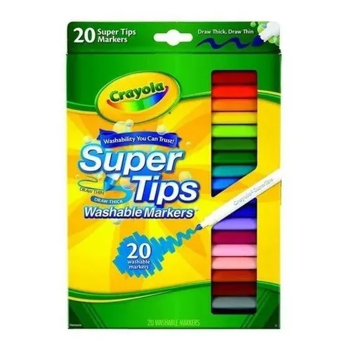 Canetinhas Super Tips Lavaveis Crayola 20 Cores Escolar