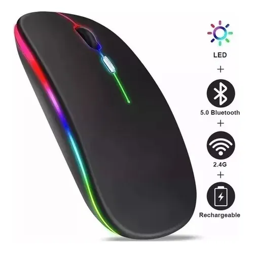 Mouse Inalámbrico Bluetooth Recargable Ergonómico Led
