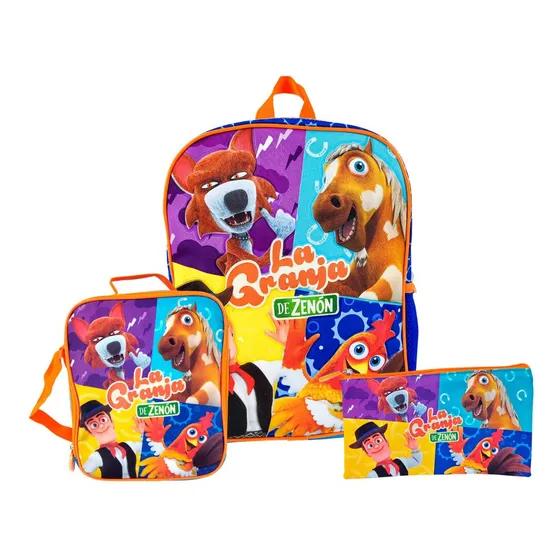 Scool Kombat Mochila Lonchera Cartuchera La Granja Del Zenón Color Multicolor Diseño De La Tela Animado