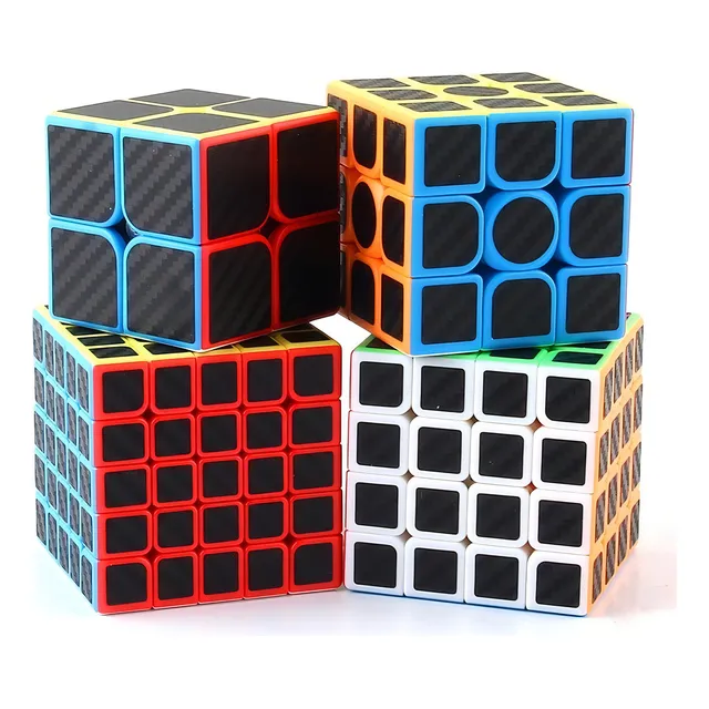 Cubo Rubik 2x2 3x3 4x4 5x5 Stickers Fibra Carbono Lubricado