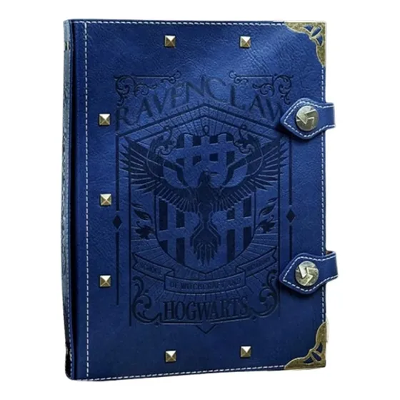 Carpeta/libreta Harry Potter Tipo Piel Escudos Hogwarts Grab Azul Marino