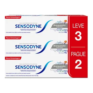 Creme Dental Sensodyne Branqueador Para Dentes SensĂveis Extra Fresh, Anti TĂĄrtaro, Proteção DiĂĄria, Leve 3 Unidades E Pague 2, 90g Cada Creme Dental Sensodyne Branqueador Para Dentes SensĂveis Extra Fresh, Anti TĂĄrtaro, Proteção DiĂĄria, Leve 3 Unidades E Pague 2, 90g Cada