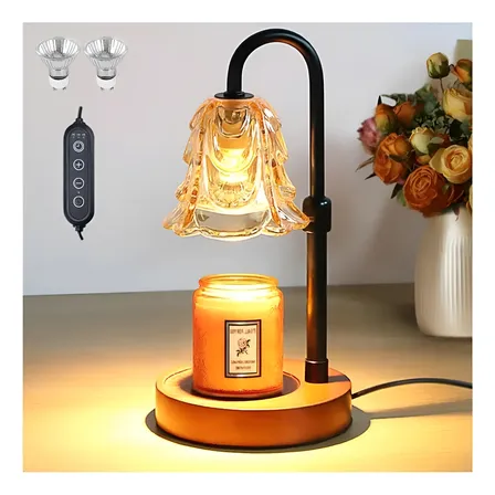 Lámpara Calentadora De Velas Aromáticas Regulable Con Tempor Negro Transparente