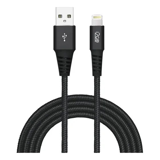Cabo Lightning I2go Certificado Mfi 2m 2,4a Preto