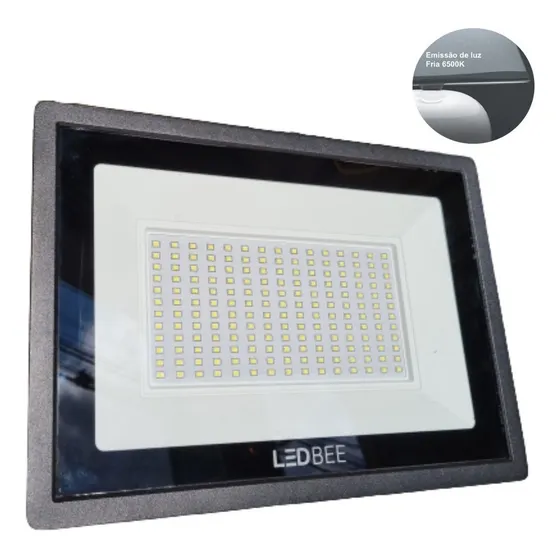 Refletor Led Smd Ip 65 6500k Branco Frio 200w  Bivolt Preto