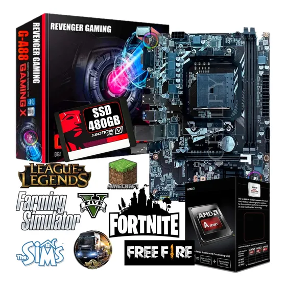 Kit Pc Gamer Placa Video 2g / Amd 4.2ghz / 8g Ram / Ssd 480g