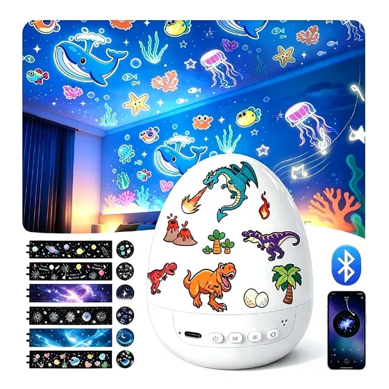 Projetor Luz Noturna Infantil Com Bluetooth Branco 5v