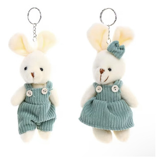 Llavero De Pareja De Conejos Blancos Llavero De Pareja De Conejos Blancos