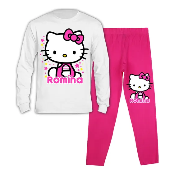Pijama Largo Hello Kitty Niñas Personalizado Algodon D1