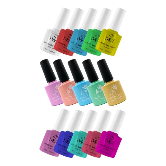 Kit 15 Esmaltes Em Gel - D&z (7,5ml) / Lirio (10ml)