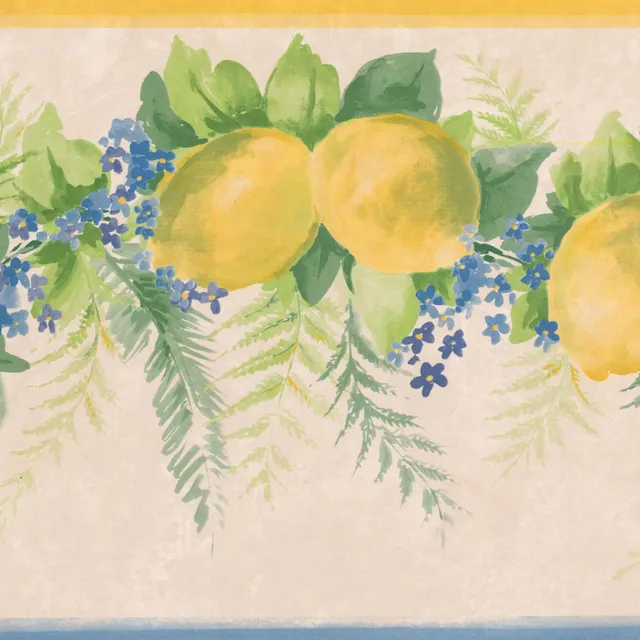  Papel Tapiz Fruta Borde Limon Hoja Para Azul