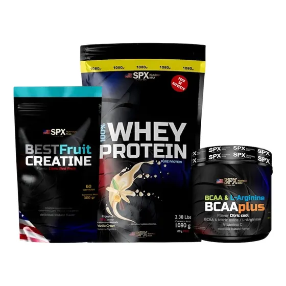 1 Whey Protein 100% + 1 Creatina Spx Frutilla + 1 Bcaa Plus