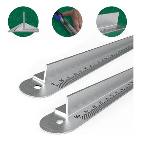 Kit 2 Réguas De Metal Aço Inox Com Proteção 30cm E 60cm
