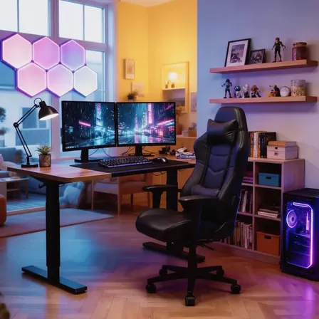 Escritorio Gamer Altura Ajustable 140cm Eléctrico Elevable Negro