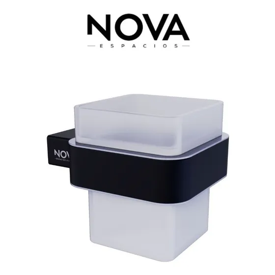 Nova Porta Vaso Baño Line Negro Mate
