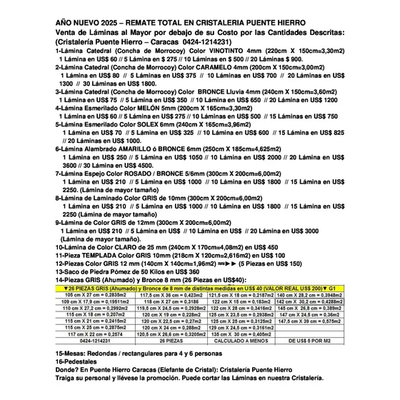 Cristalería Puente Hierro Láminas Y Maquinarias Bajo Costo