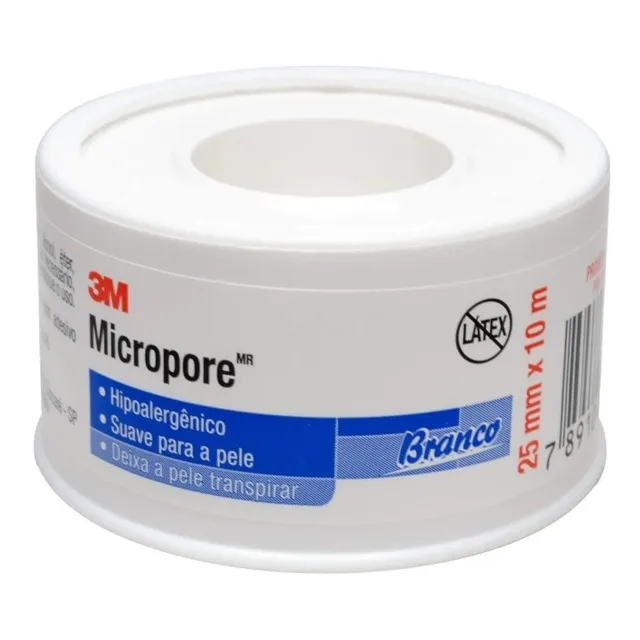 Fita Cirurgica Micropore 3m Branca 25mm X 10 M - Kit C/10 Un