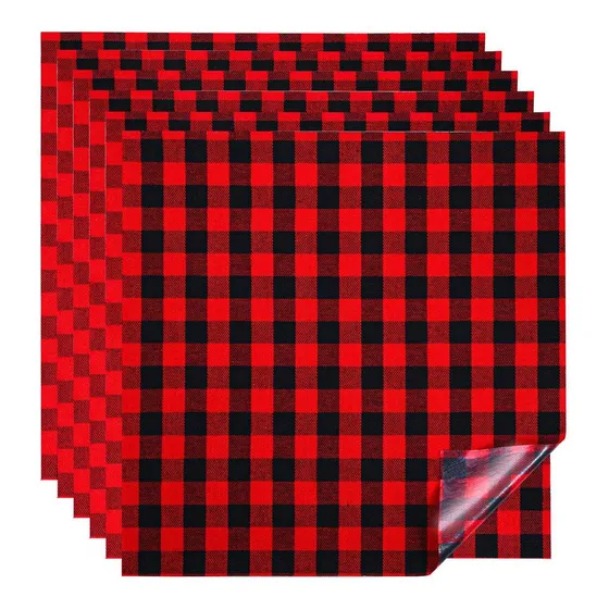 Cooraby 6 Hoja 12 X 12  Rojo Negro Check Buffalo Plaid Calor