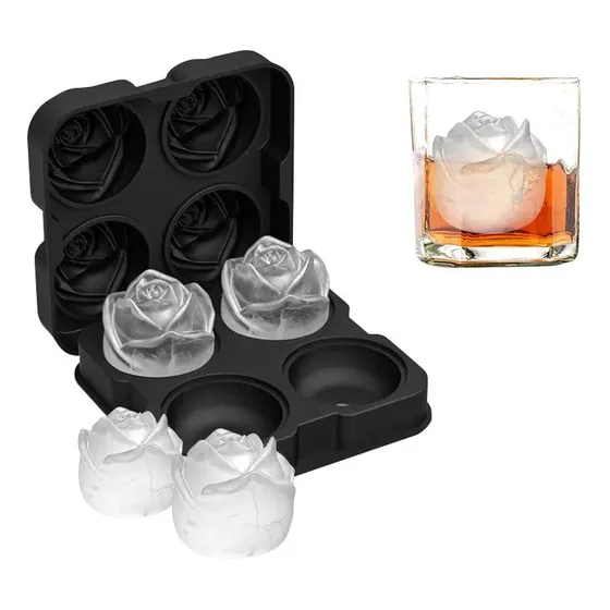 Molde De Silicon Forma Rosas Para Hielo Bartender Hielera 