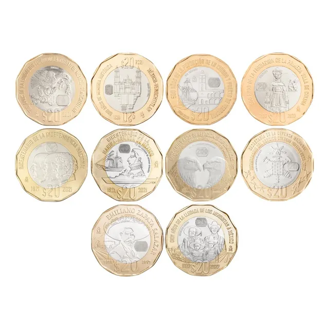 Nuevas Monedas 20 Pesos Menonitas, Zapata, Tenochtitlan, Bic