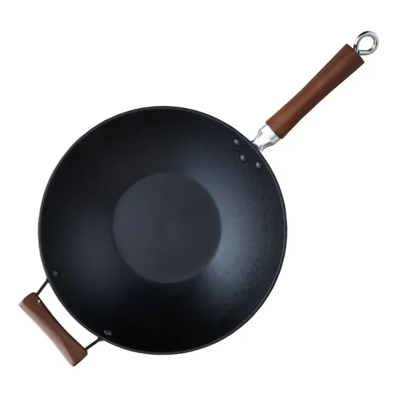 Ntiadherente 14  Color Negro Wok Hierro Fundido Liviano Rojo