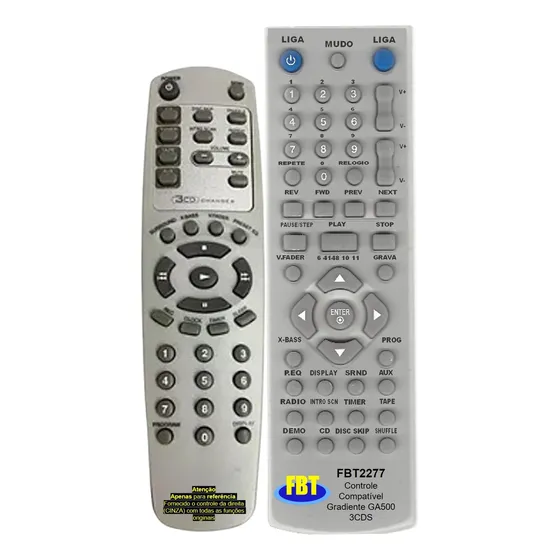 Controle Compatível Com Som Gradiente 3cds Ga-500 Fbt 2277 