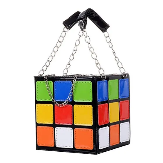 Cartera Bolso Cubo Rubik *  Simil Charol * Super Cool!