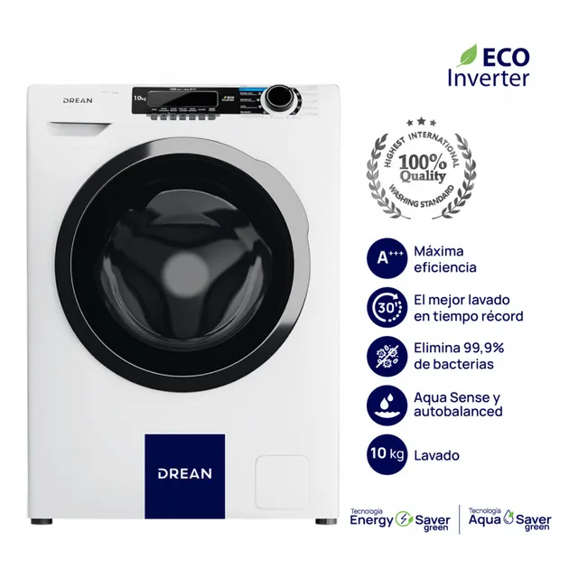 Lavarropas Carga Frontal 10 Kg Blanco Drean Lfdr1012sb0 inverter 1200 rpm