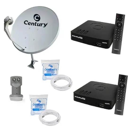 Kit 2 Receptores Midia Box B7+ Antena + 2 Cabos + Lnbf Duplo