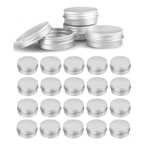 48 Lata 1 Oz Aluminio Plateado Acero Redondo Tapa Tornillo
