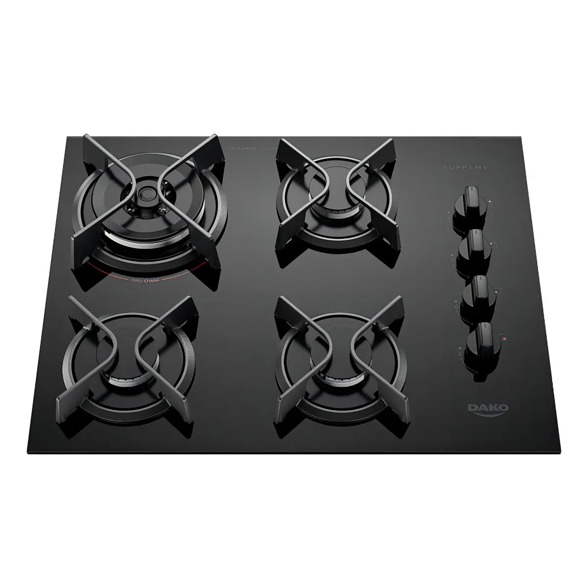 Cooktop 4 Bocas Dako Supreme Com Mesa de Vidro e Tripla Chama Preto Bivolt